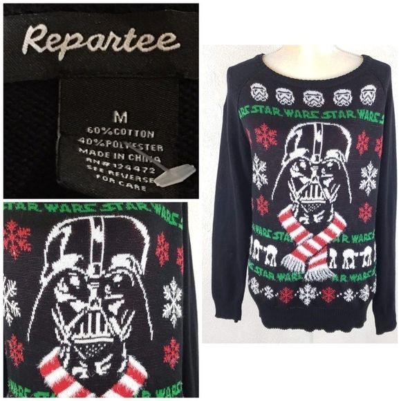 Star Wars Darth Vader Ugly Christmas Sweater Black - Picture 1 of 8